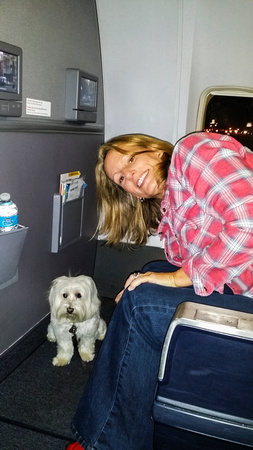 Joanne and friend on the plane to PR